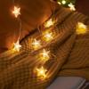 1pc 72LED Star Curtain Lights Charming Fairy Tale Star Shape Hanging Lamp Perfect For Bedroom Wall Courtyard Wedding Party Decor