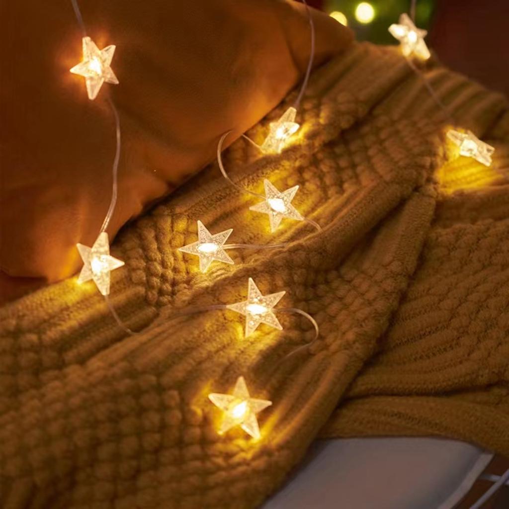 1pc 72LED Star Curtain Lights Charming Fairy Tale Star Shape Hanging Lamp Perfect For Bedroom Wall Courtyard Wedding Party Decor