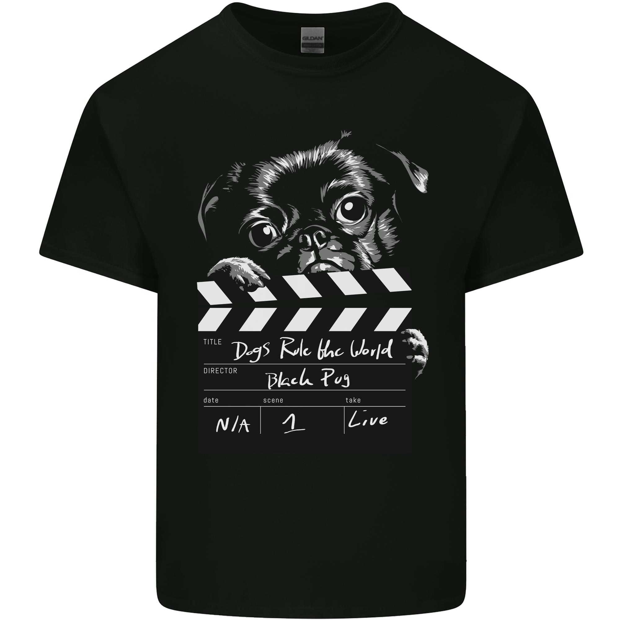 Dogs Rule the World Movie Black Pug Funny Unisexs Light Cotton TShirt S