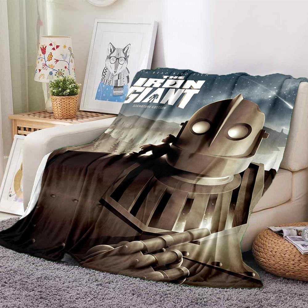 1pc Iron Giant Movie Poster Flannel Throw Blanket - Lightweight Soft Warm All-Season Blanket for Sofa, Bed, Travel, Camping L1029106