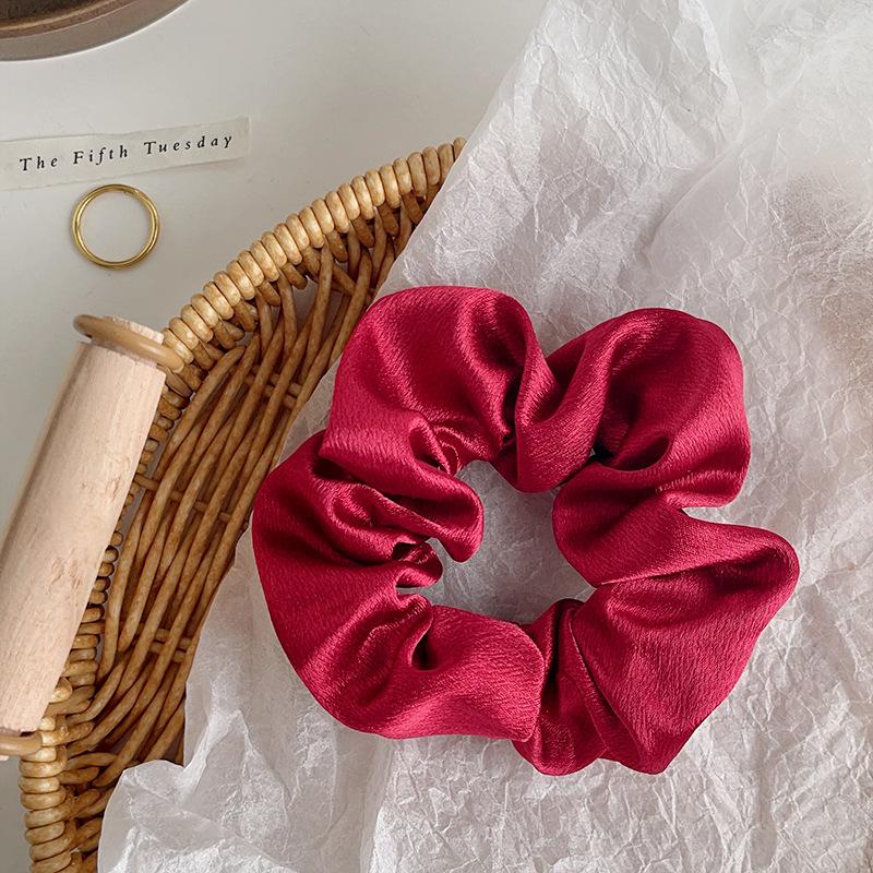 Vintage Crystal Satin Large Intestine Ring Premium Hair Band Headband Rubber Band Head Flower Hair Accessories Women