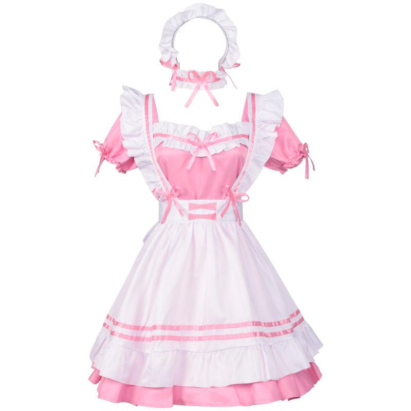 Black Pink Lolita Maid Costumes Cute Girls Women Lovely Maid Cosplay Costume Animation Show Japanese Outfit Dress Clothes