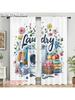 2pcs, plane printing Pattern Curtains laundry department Cartoon Design Polyester (without rod Versatile All Ldeal for