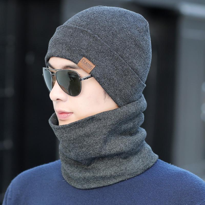 Men's Thick Plush Wool Winter Hat: Korean-Style, Warm Knit for Outdoors & Cycling