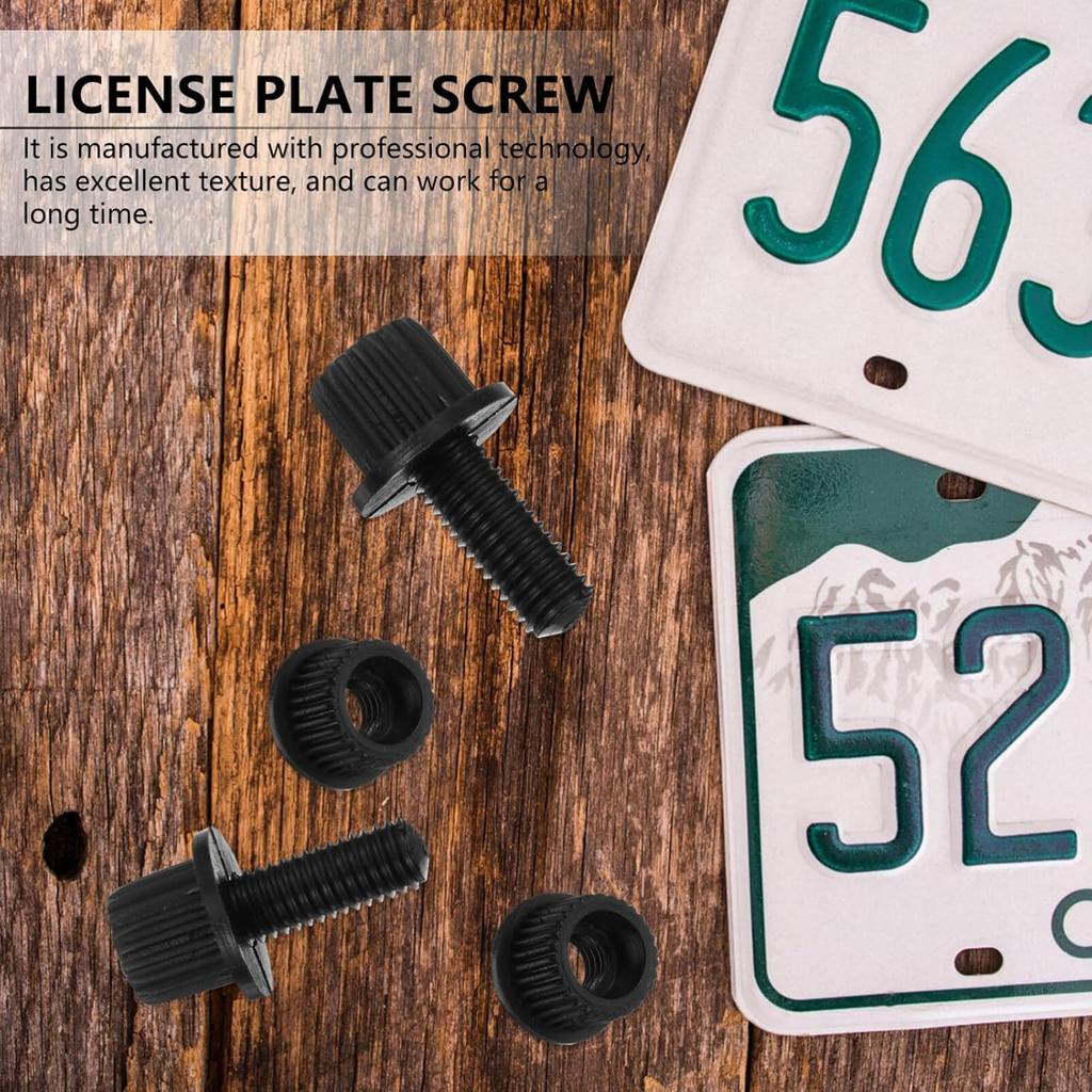 FAVOMOTO 4pcs Black Nylon License Plate Bolts and Screws for Motorcycles and Scooters Fastening Hardware Motorcycle License Plate Bolts for Secure