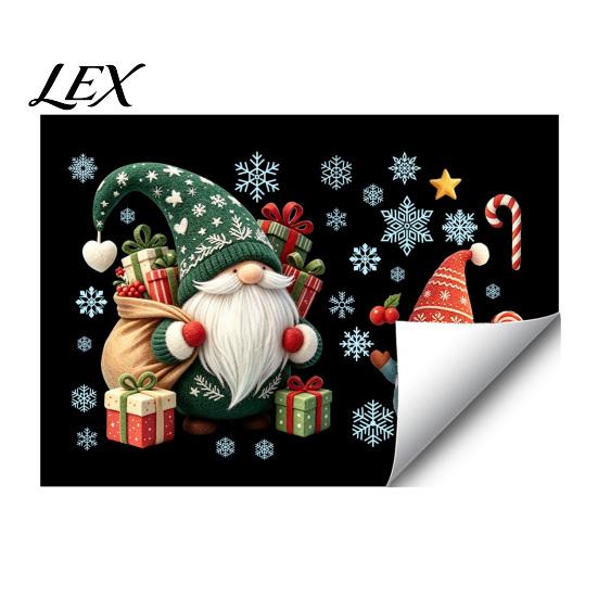 Indoor Window Art Christmas Gnome Cling, Waterproof Snowflake Glass Decal, Festive Stickers Faceless Dwarf Static Sticker for Holiday Decoration Cling