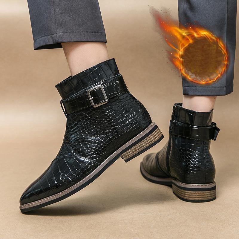 Men’s Winter Warm Chelsea Boots Motorcycle Boots Retro Dress Tuxedo Wedding Men Ankle Boots Plus Size