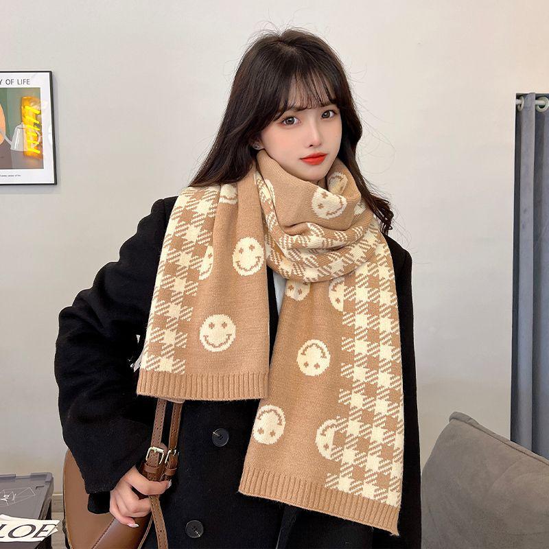 Korean Style Milk Coffee Heart Scarf: Cute, Versatile, Winter Shawl for Women and Students