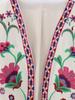 Vestă fără mâneci cu blocuri de culoare, broderie florală, față deschisă - Îmbrăcăminte exterioară retro de primăvară pentru femei