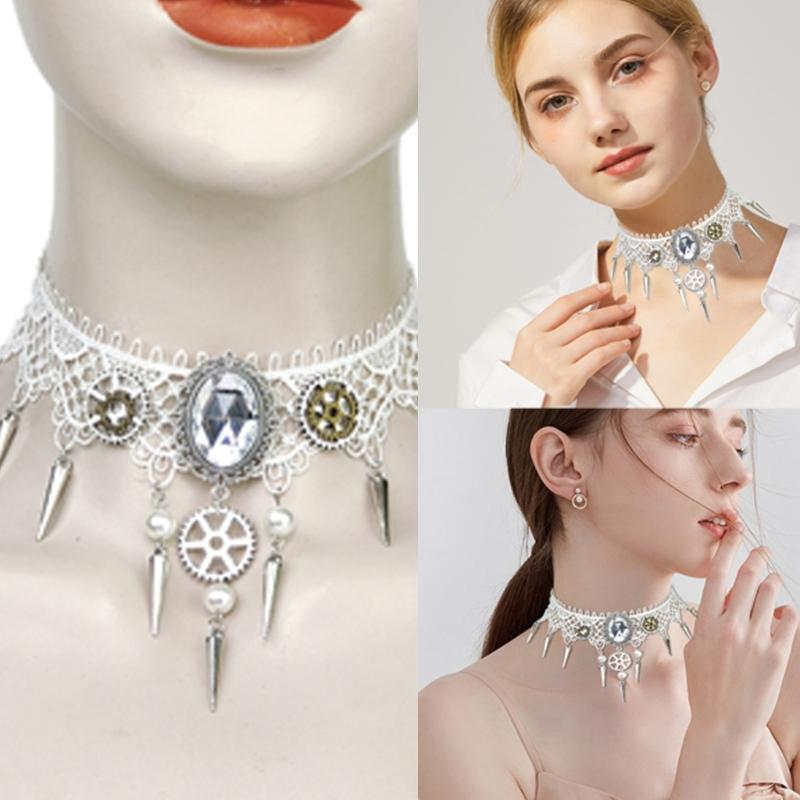 Collar Necklace with Lace and Gears Household Decoration for Wedding Birthday Party Decoration Accessory