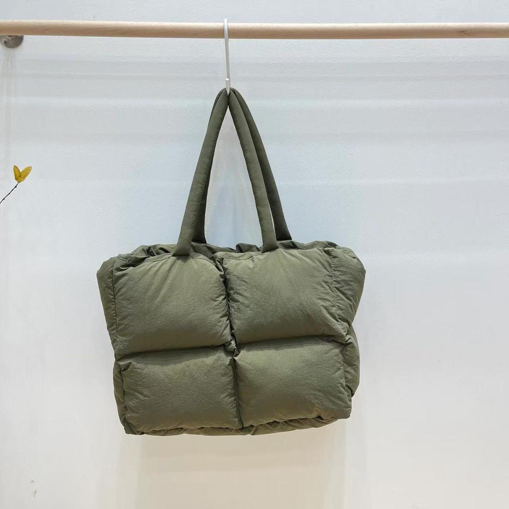Autumn and winter women's bags, Ringotte bags, puffs, padded plush bags, cotton-filled pillow bags, shoulder bags, down handbags.