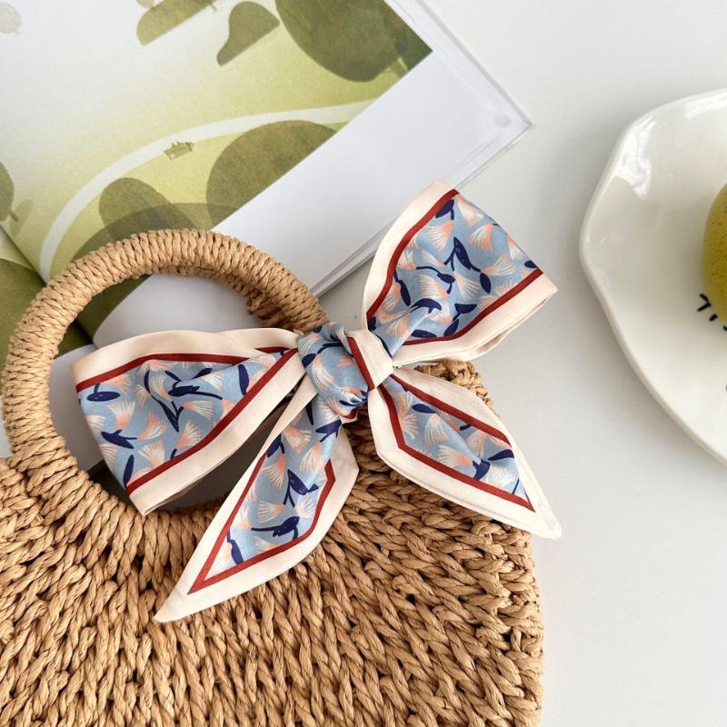 Silk scarf long strip new small fresh pastoral headscarf bow headband tied bag streamer decorative scarf belt