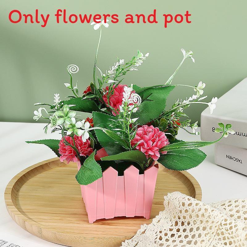 Plastics Small Simulated Hydrangeamacrophyllas Fence Artificial Potted Flowers