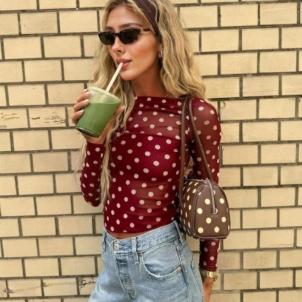 Leopard Long Sleeve T-Shirt Transparent Y2k Crop Top Breathable Mesh Top Social Events