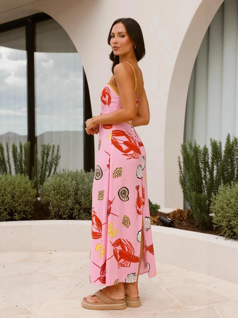Cross-Border 2025 Casual Fashion Printed Linen Camisole Dress