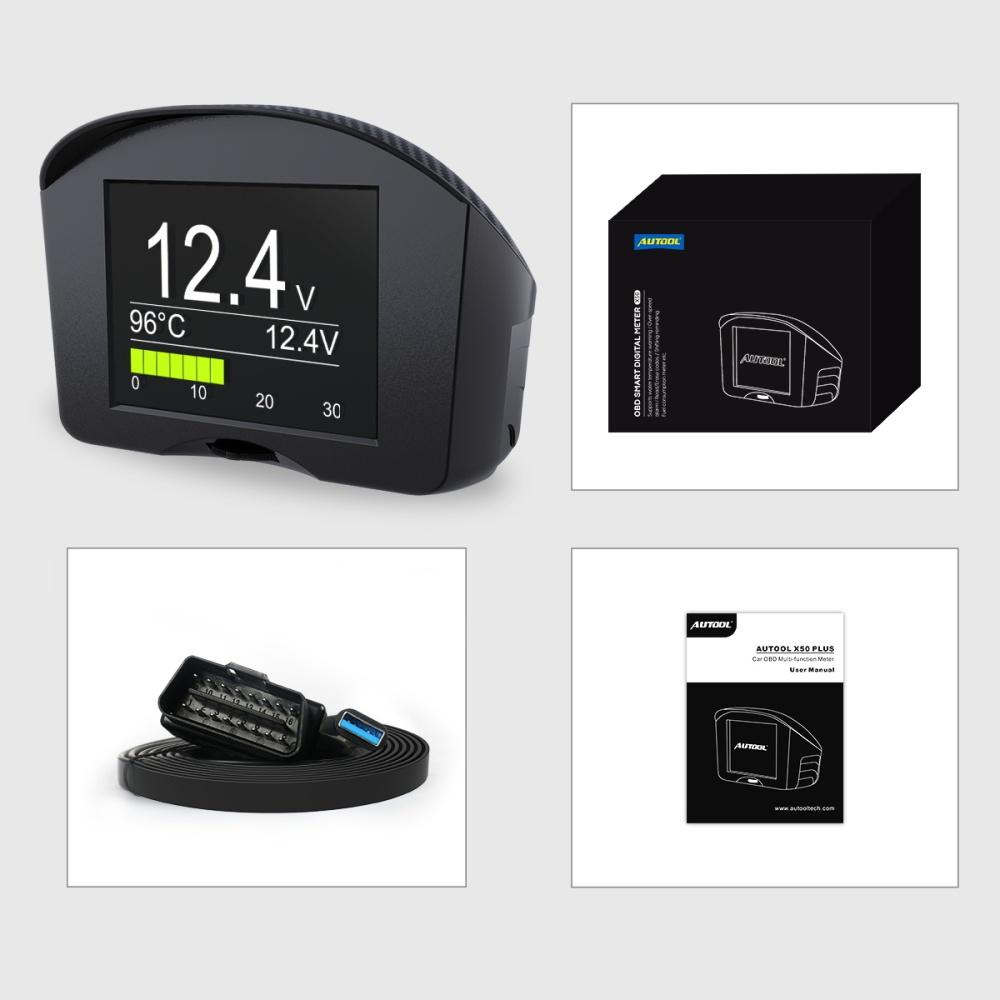 

AUTOOL X50 Plus OBD2 бортовой компьютер автомобиля OBD2 проекционный дисплей HUD OBD цифровой автомобильный компьютер дисплей поездки скорость расход топлива чёрный