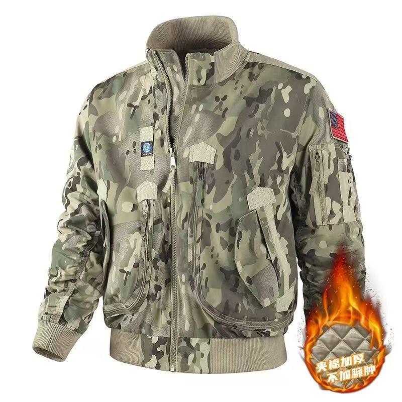 Autumn-Winter MA1 Cotton-Padded Thick Pilot Workwear Baseball Jacket, Loose Fit, Plus Size