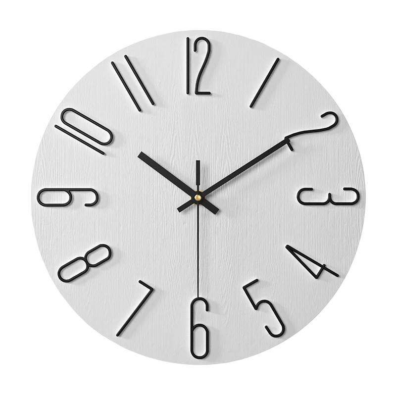 12 Inch Minimalist Decoration Wall Clock Living Room New Light Luxury Modern Simple Nordic Clock Hanging Wall Ins Hole Free