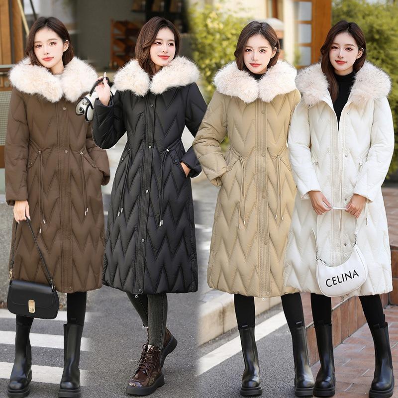 Down Cotton Clothes Women's Medium and Long Winter New Fashion Loose Thickened Warm Windproof Hooded Jacket