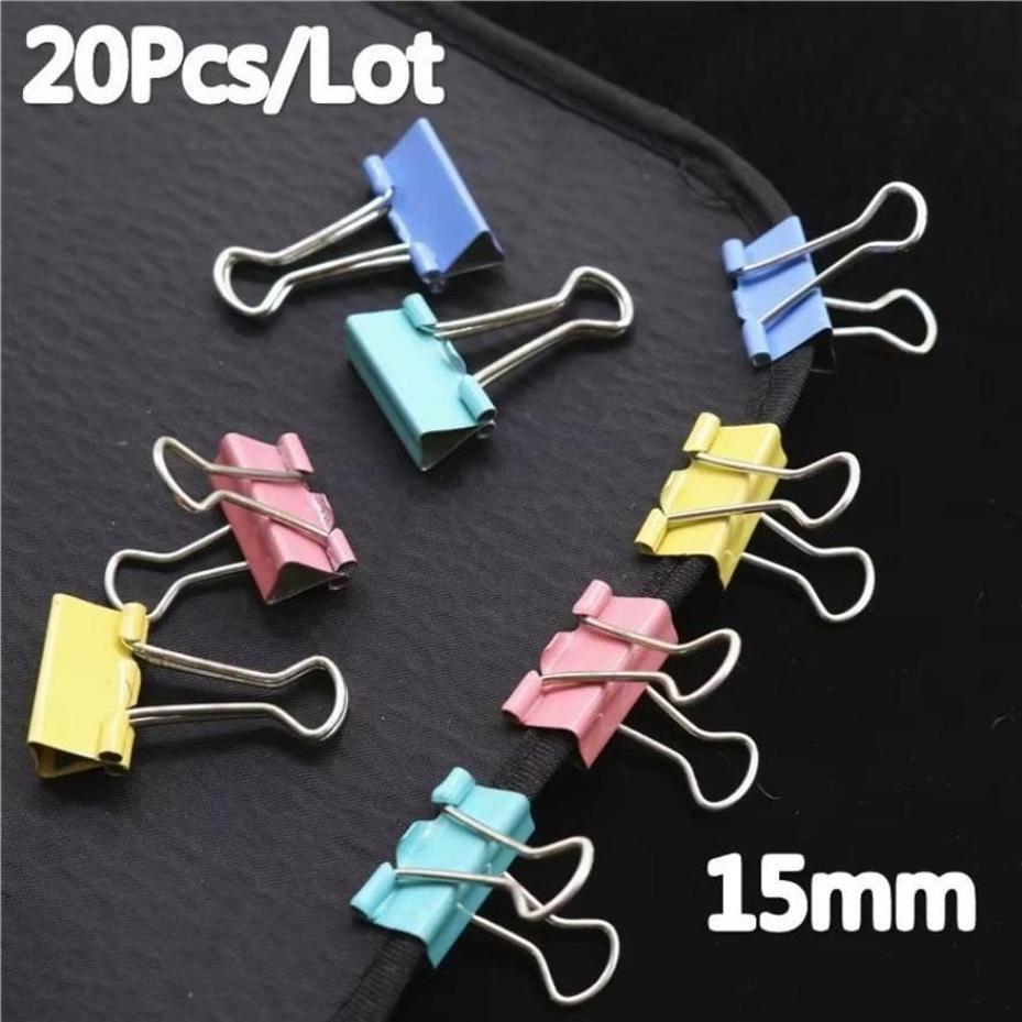 20Pcs/Lot Colorful Metal Binder Clips 15mm Paper Binding Clips Office School Supplies Stationery Home Package Bag Clamps