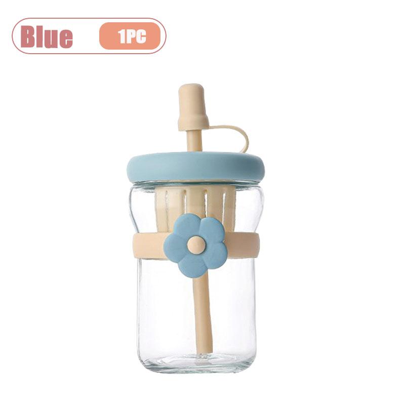 

1/3/5pcs Summer Simple Glass Water Cup for Women Portable Tea Infuser Straw Tumbler Cold Brew Flower Tea Cup