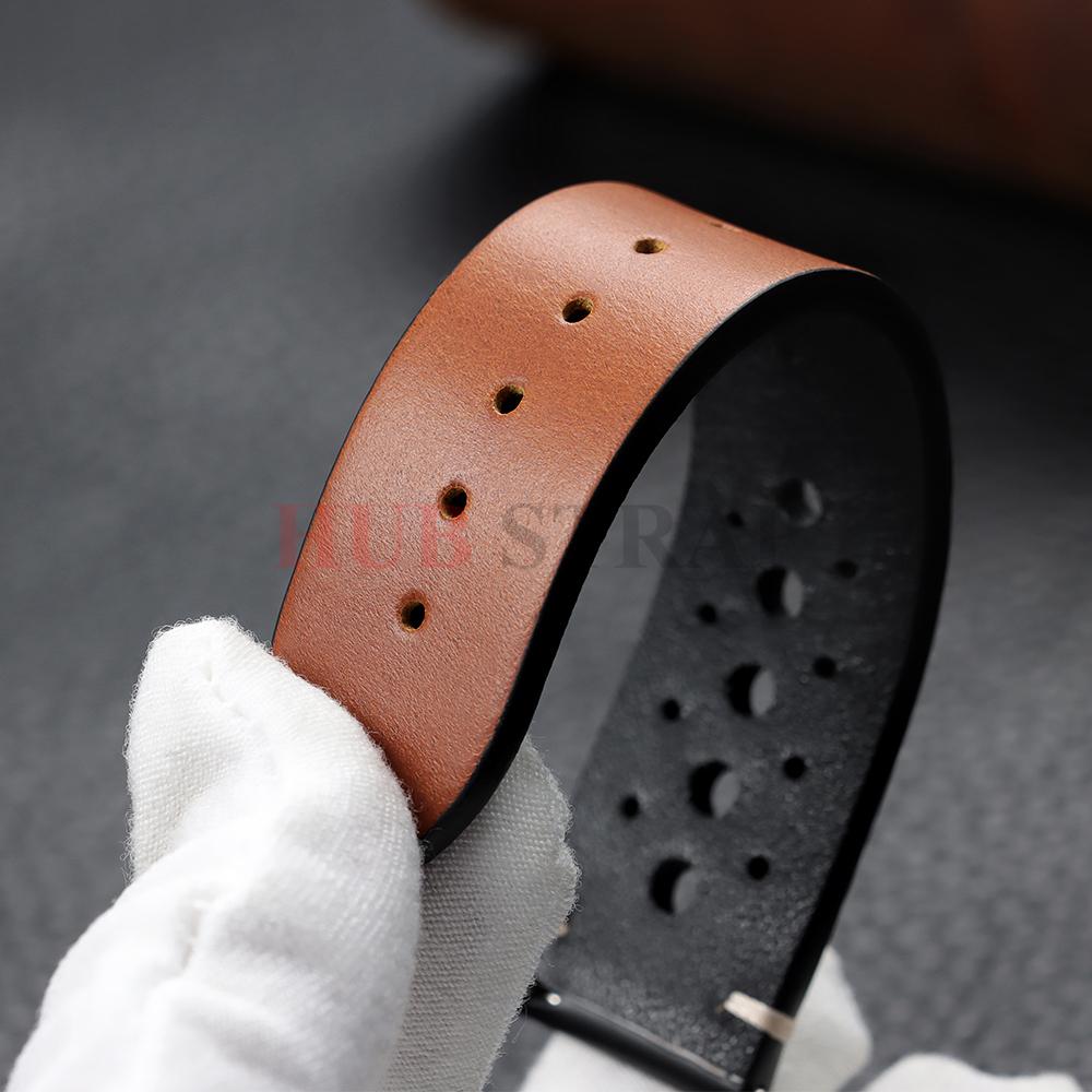 20mm 22mm Oil Wax Genuine Leather Breathable Watchband Bracelet Men Women Cowhide Wrist Watch Band Black Brown Strap Accessories