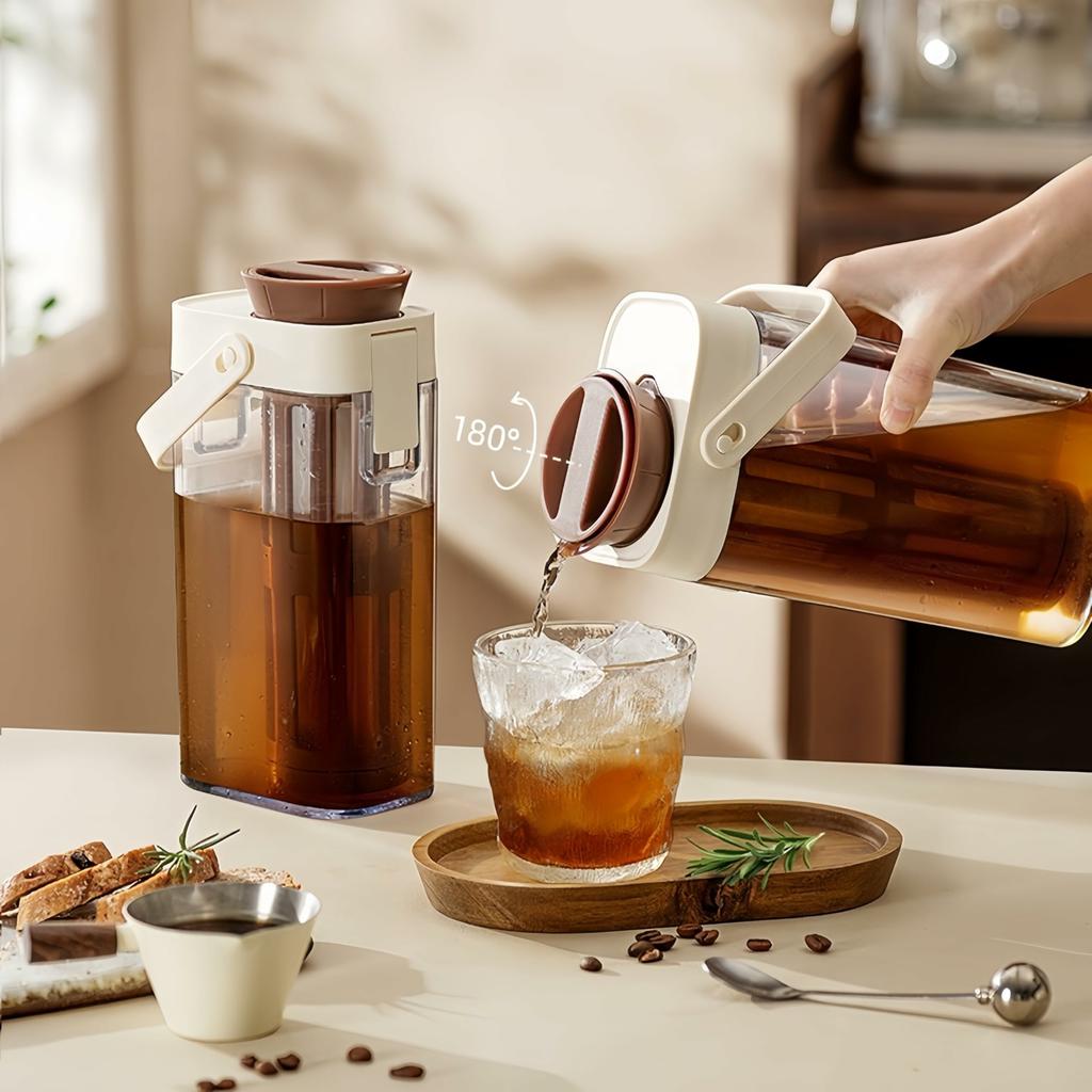 1000ml Large Capacity Cold Brew Coffee Pot with Detachable Tea Infuser Plastic Cold Water Kettle (No FDA, BPA Free)