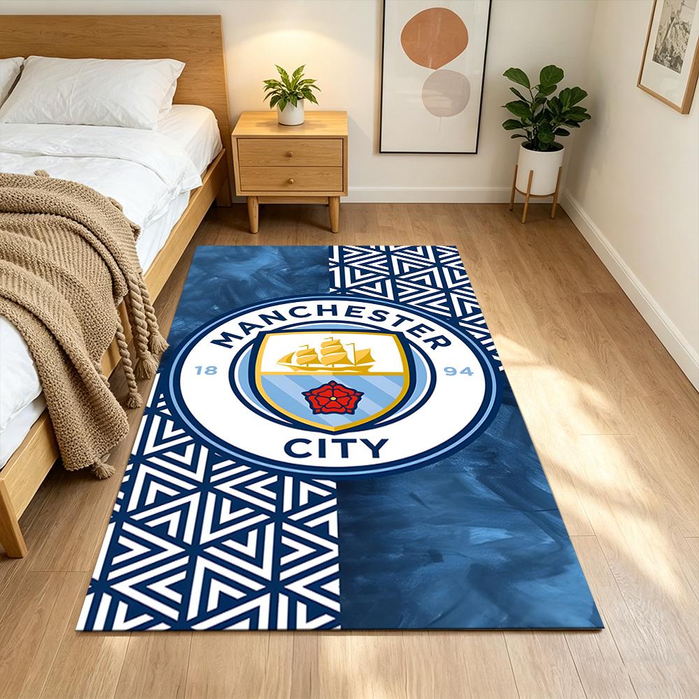 Manchester City Football Club Decorative Area Rug Soft Plush Non-slip Bottom Kitchen & Bathroom Use Fashionable Home Decor Perfect Gift