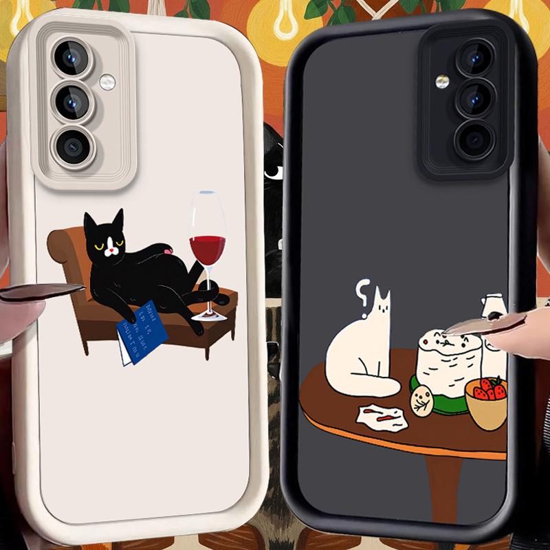 The Lying Black Cat Case for Samsung Galaxy A53 A50 A50S A36 5G A35 A34 A33 A32 A30 A26 A24 A23 A22 A20 A16 A15 A14 A13 4G Cover