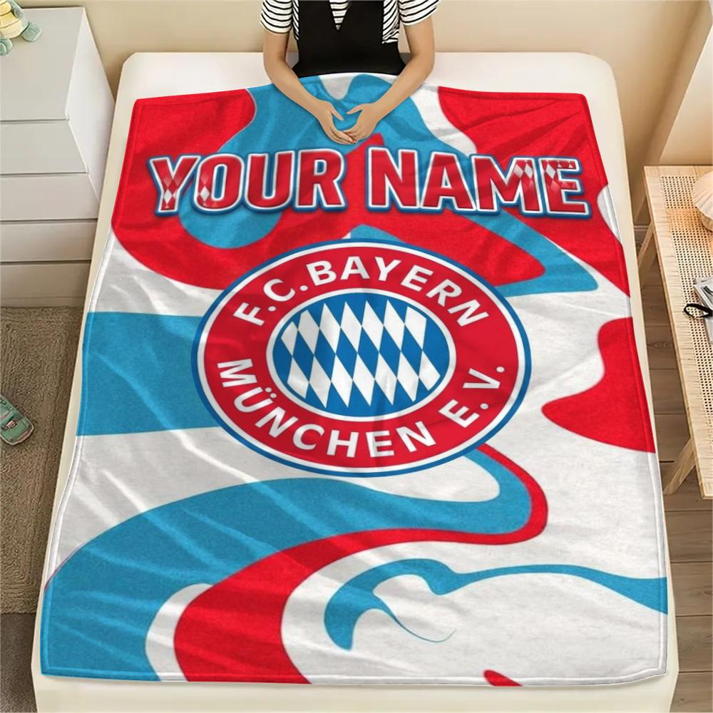 1PC Custom Name Bayern Munich Patterned Flannel Blanket Suitable For All Seasons for Home Decor Warmth and Comfort Gifts Holiday Present