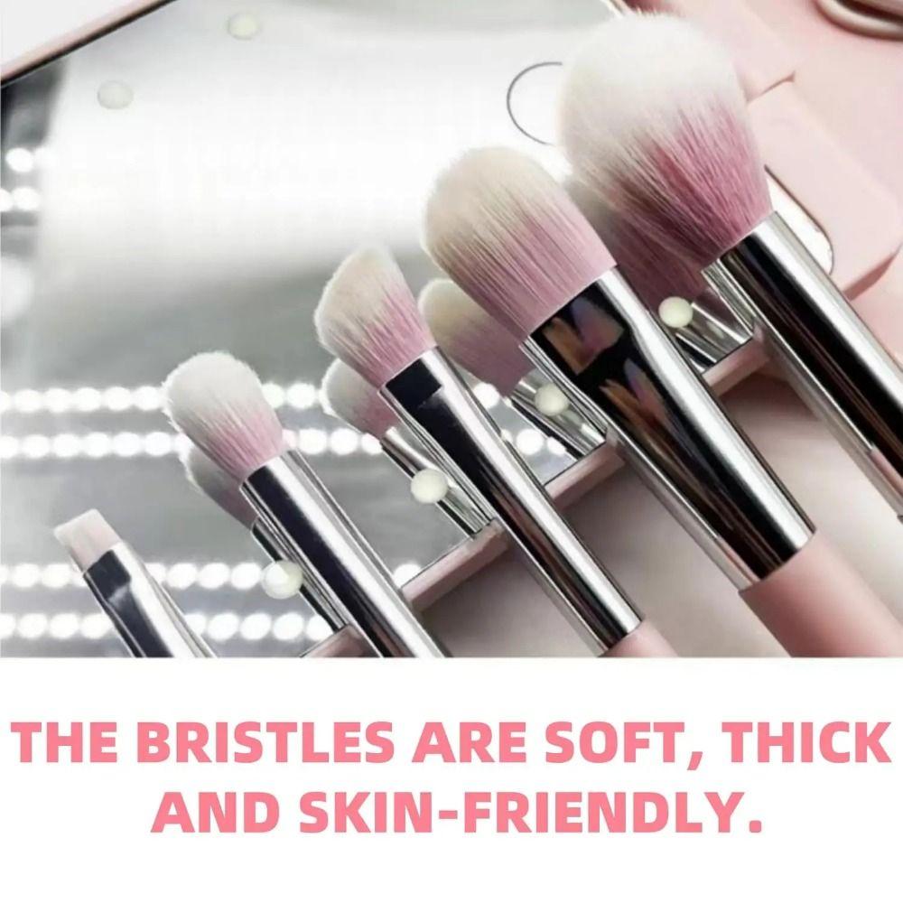 Rotatable Mirror Travel Makeup Brush with Light LED Lights Makeup Brush Box  Daily Use