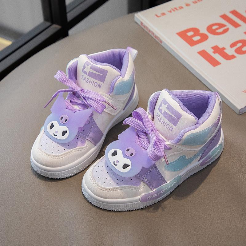 Children's sports shoes 2025 autumn new boys casual shoes high top girls board shoes trend soft sole baby shoes