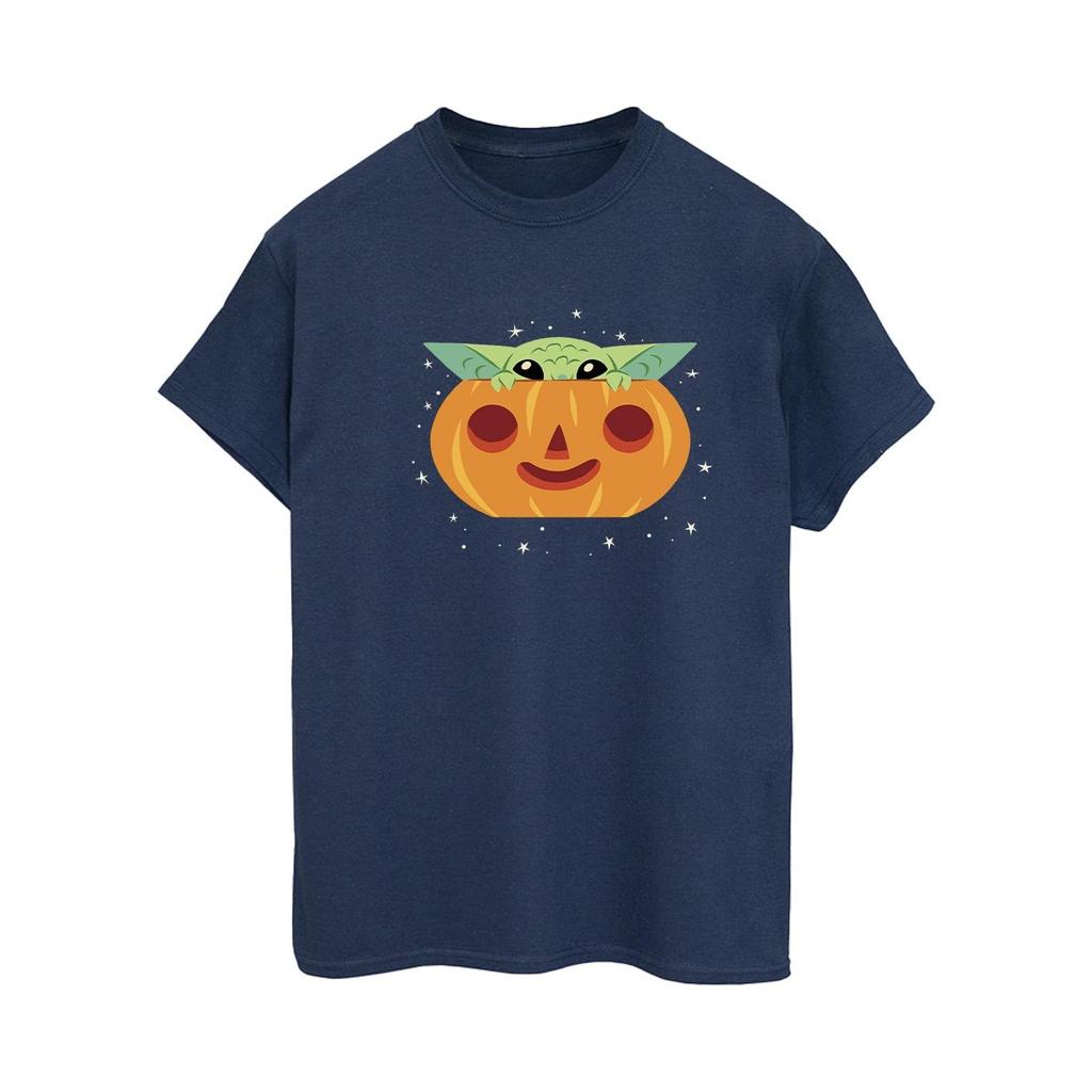 Star Wars Womens/Ladies The Mandalorian Grogu Pumpkin Cotton Boyfriend T-Shirt