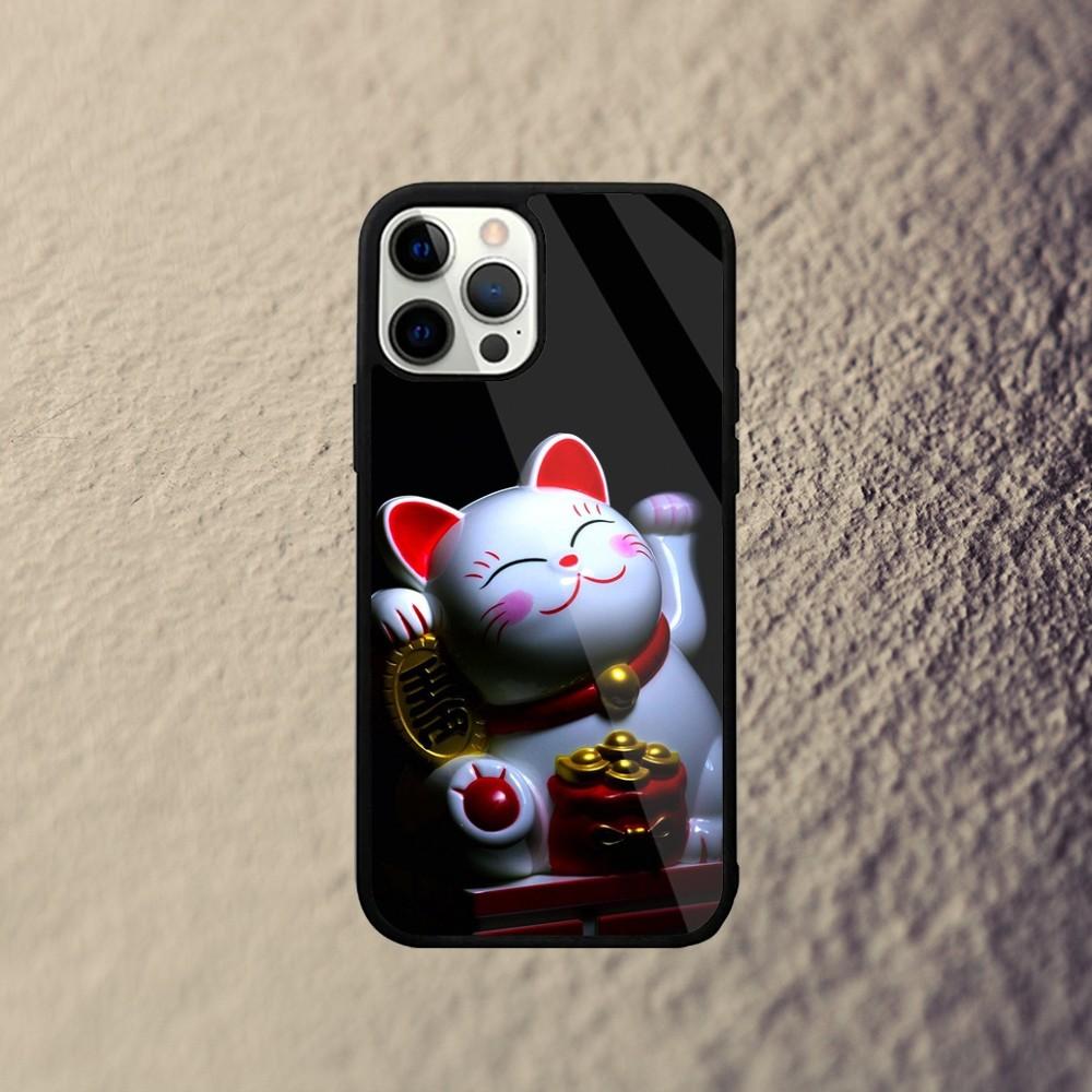 Maneki Neko Lucky Money Cat Phone Case For iPhone 15,14,13,12,11,Plus,Pro,Max Mini Magsafe Magnetic Wireless Charging