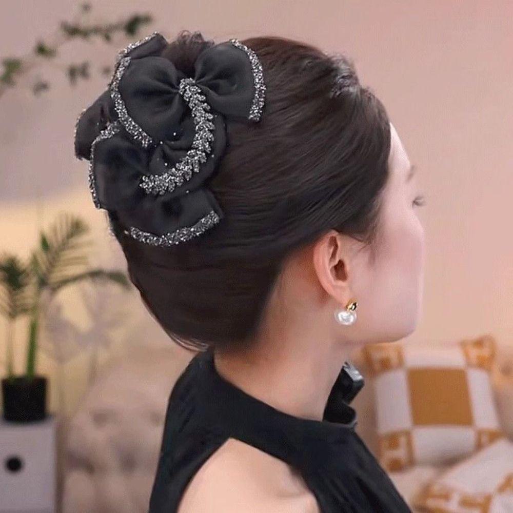 Shiny Hair Claw Bubble Bowknot Shark Clip Fashion Hairpin Grips  Updo