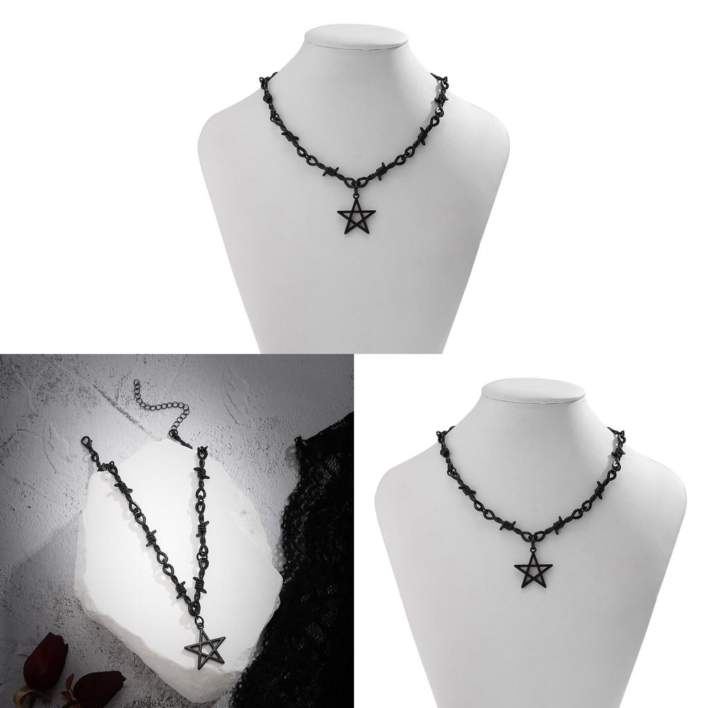 Star Shape Pendant Necklace For Women With Alloy Geometric Design And Cross Chain