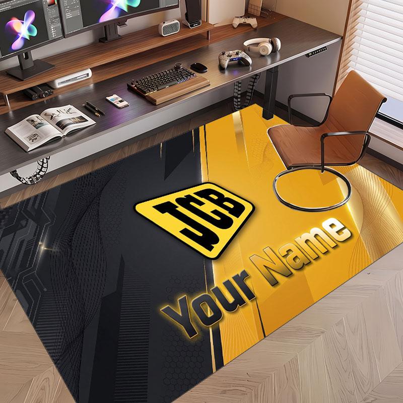Custom Rug JCB Pattern Print Name Text Soft Non‑Slip Floor Carpet for Home Indoor Decoration