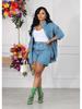 AL250 Women's European and American Denim Jacket & Shorts Set for Autumn