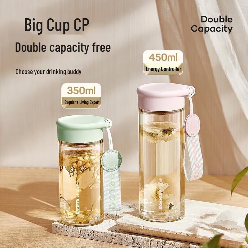 RELEA 450ML Portable Borosilicate Glass Tumbler