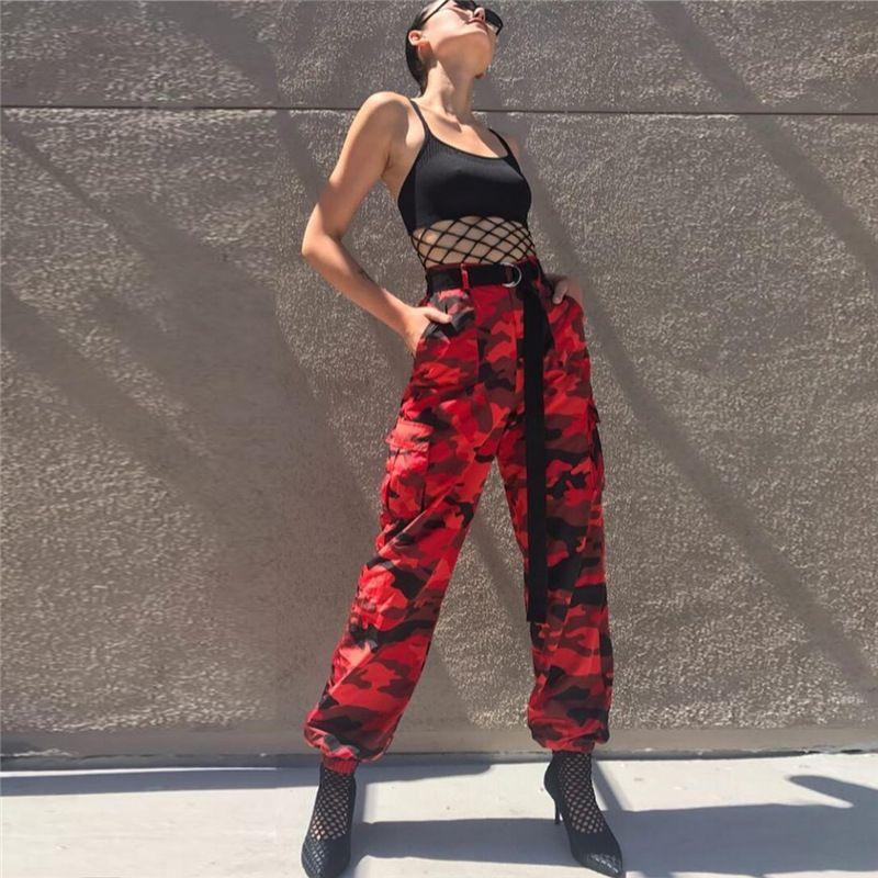 Printed Bucket Side Pocket Loose Pants Printing Series Buckle Side Pocket Loose Pants Female