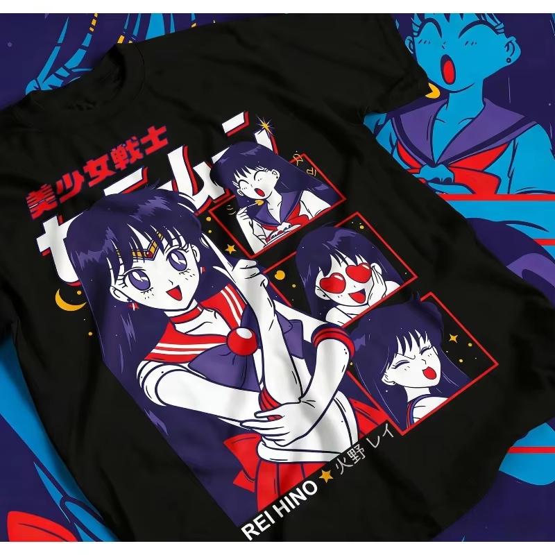 Sailor Moon Rei Hino Multi Expression Anime Print Casual Cotton Women And Men Comfortable T-shirt