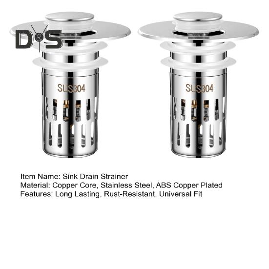 Pop-up Sink Drain Strainer Durable Construction Universal Simple Installation Bathroom Sink Filter Basket Hair Catcher Anti-Clog Strainer