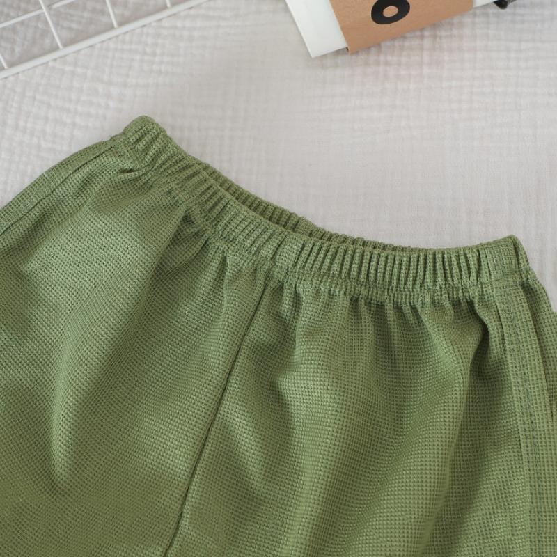 2Pcs/Set Boys Girls Sleevesless Clothes Suit Kids Bear Patch Thin Summer Outfits Solid Color Vest Top Shorts Children Set