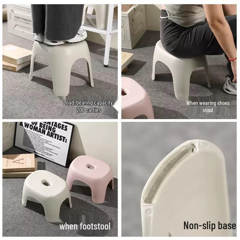Compact Multi-Use Plastic Stool for Home - Living Room, Bathroom, and Kids' Room