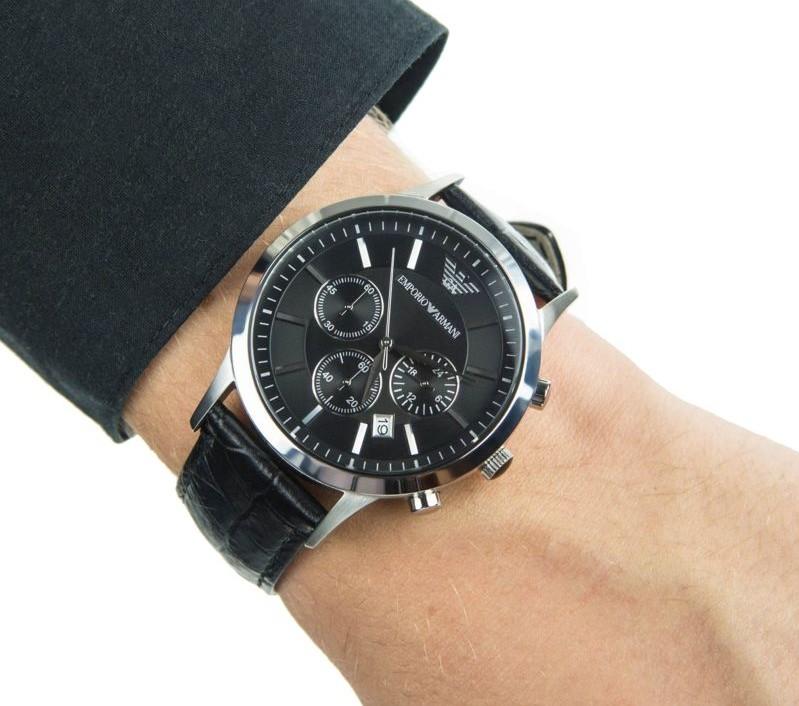Emporio Armani AR2447 Men's Watch Black Strap Black Dial 43mm + Box