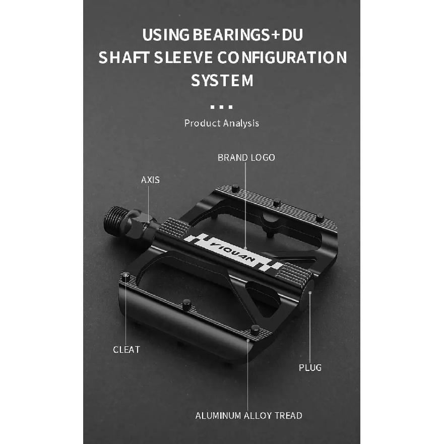 ESLNF Mountain Road Aluminum Alloy Double DU Widened Nail Anti-Slip Pedal Mtb Pedals Bicycle Accessories