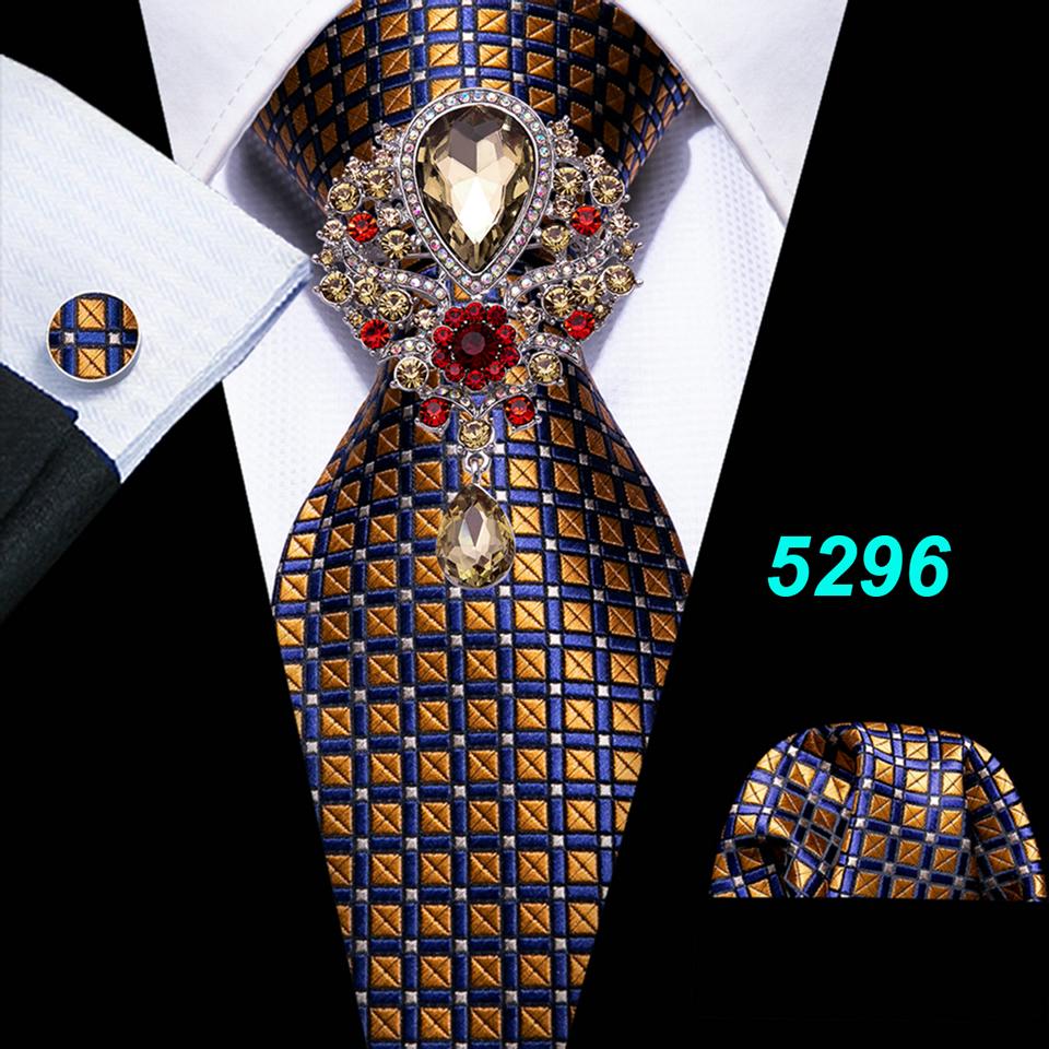 Rote schwarze Herrenkrawatte mit Brosche, 6 formelle Seidenkrawatten, Einstecktuch, Manschettenknöpfe, Jacquard-Krawatten-Set, Barry.Wang