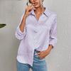 QICED Women's Spring Summer Lapel Open Button Leopard Print Jacquard Shirt Temperament Commuter Long Sleeve Shirt
