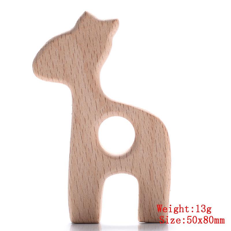 5Pcs/Lot Baby Pacifier Chain Chew Accessories Animal Shape Natural Beech Teething Wooden Teether Pendant Accessories
