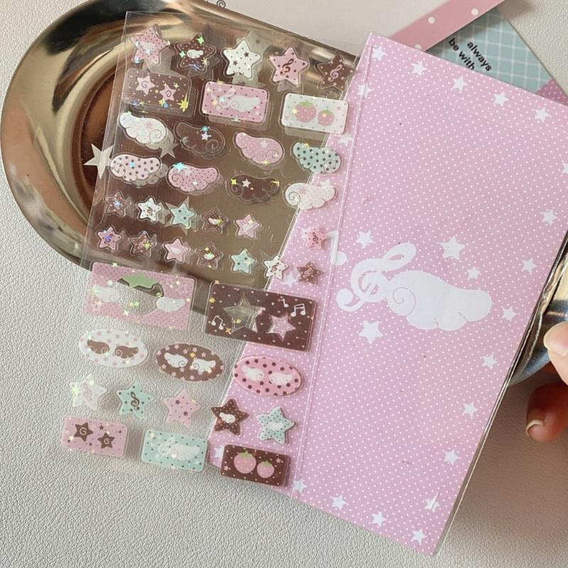 Glitzernder Deko-Sticker Cartoon Erdbeere Musiknote Themensticker für Handyhülle Journal Laptop Scrapbooking